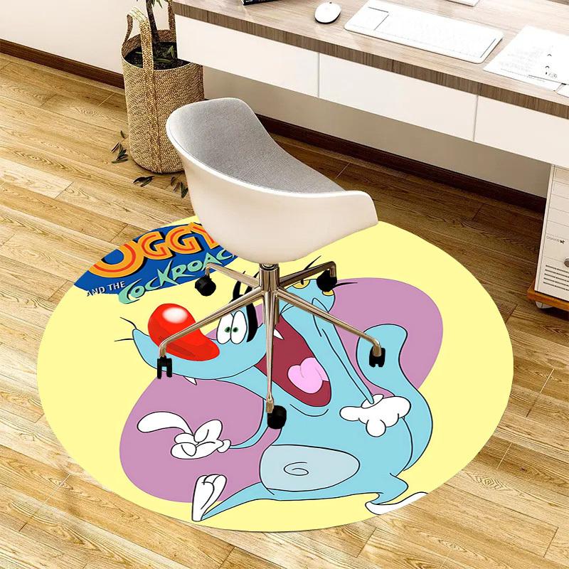 1pc Oggy and the Cockroaches Round Carpet, Made of Polyester,Perfect for Decorating Office Chairs, Living Rooms,fplt228