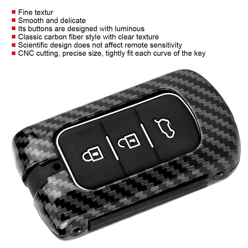 3 Button Carbon Fiber Texture Black Key Fob Case Cover Fit for Mitsubishi Outlander
