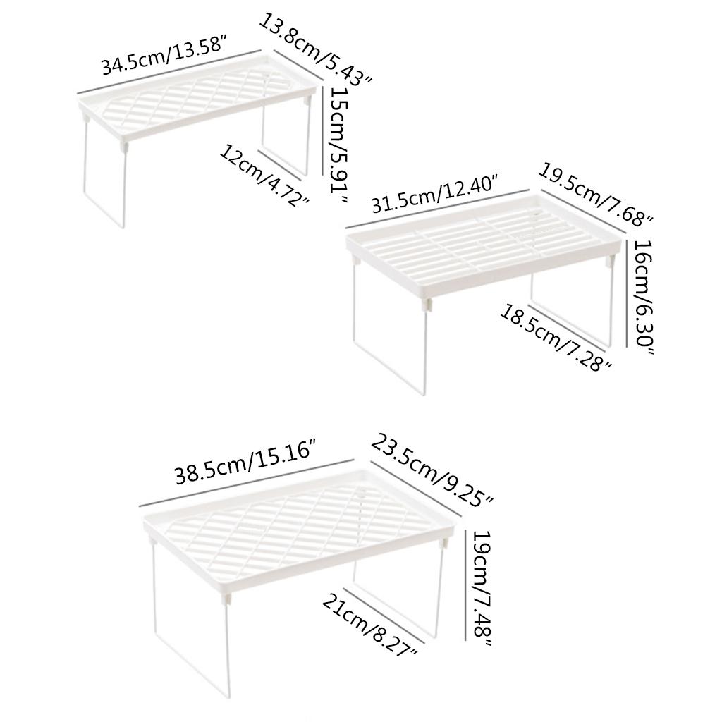Stacking Cabinet Shelf Stackable Foldable Stand Rack Space Saving Shelf for Kitchen Bathroom Pantry Cupboard Home Office