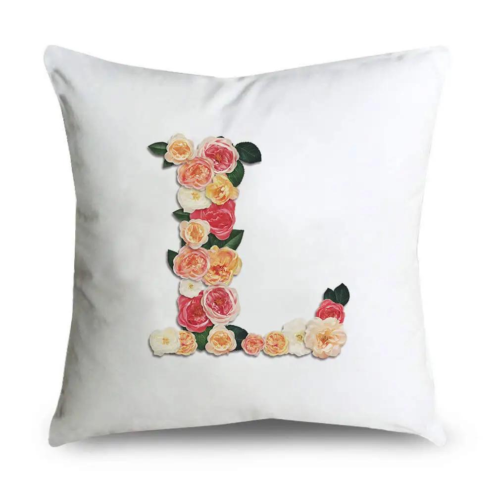 Pillow Home Decor Chair Pillowcase Wedding Decoration Cushion Cover Pink Flower Letter Sofa Car