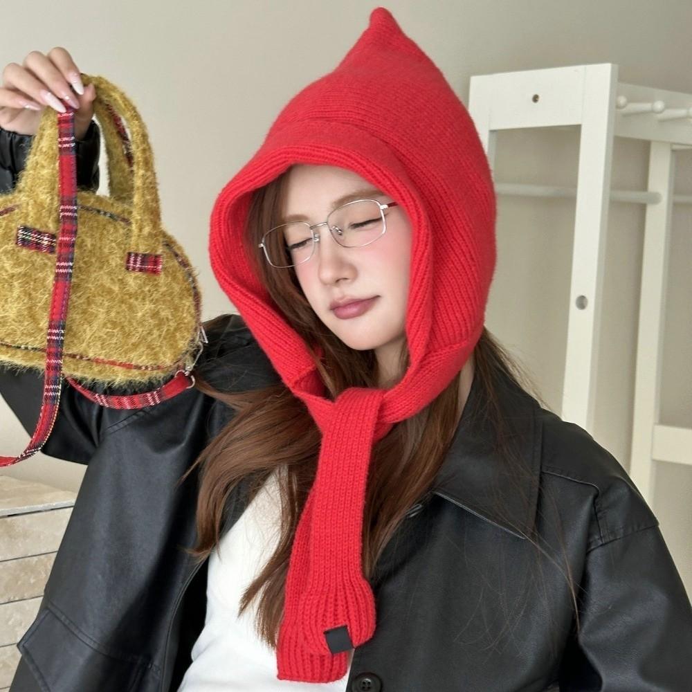 Soft Balaclava Cap Korean Style Knitted Beanies Hats Vintage Scarf Hat  Outdoor