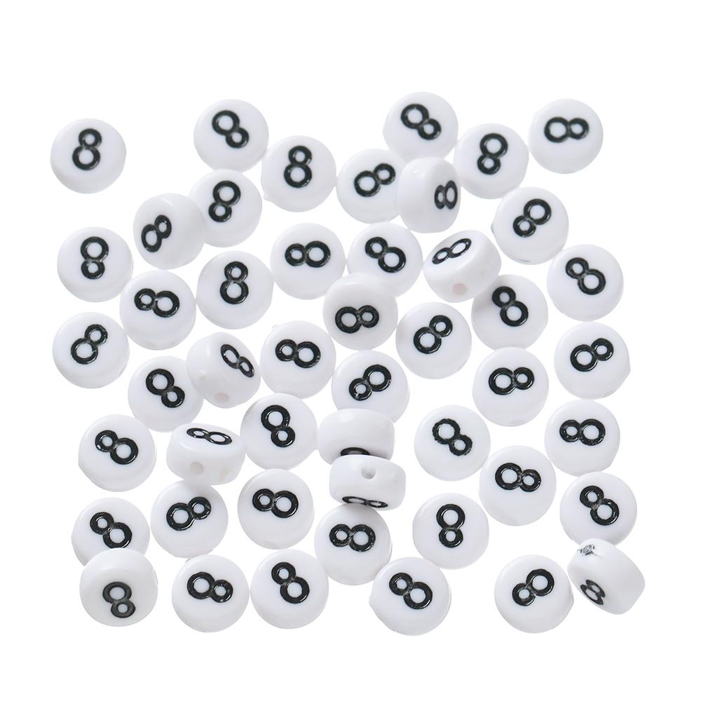 100pcs/Lot 7mm Flat Round Number Beads Acrylic Spacer Loose Bead for DIY Necklace Braclet Earrings Jewelry Making Accessories