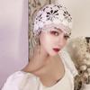 Turban Croșetat Manual din Fir de Bumbac Elegant Versatil pentru Toate Sezoanele cu Dantelă Vintage Ajour Respirabil