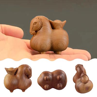 2026 Year of The Horse Wooden Figurine Mini Handmade Zodiac Animal Decor Cute Ornament Gift for Chinese New Year