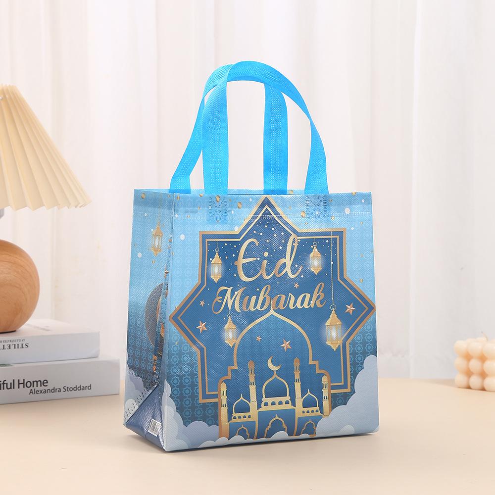 StoBag, Eid Mubarak Gift Bags, Celebrate with Arabic Calligraphy and Moon Designs, 12/30pcs, Eco-Friendly Non Woven