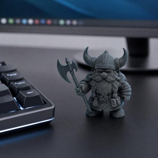 Estátua de Guerreiro Anão Viking, Miniatura Bárbaro Impressa em 3D, Capacete com Chifres Decoração de Mesa para Escritório em Casa, Presente Colecionável