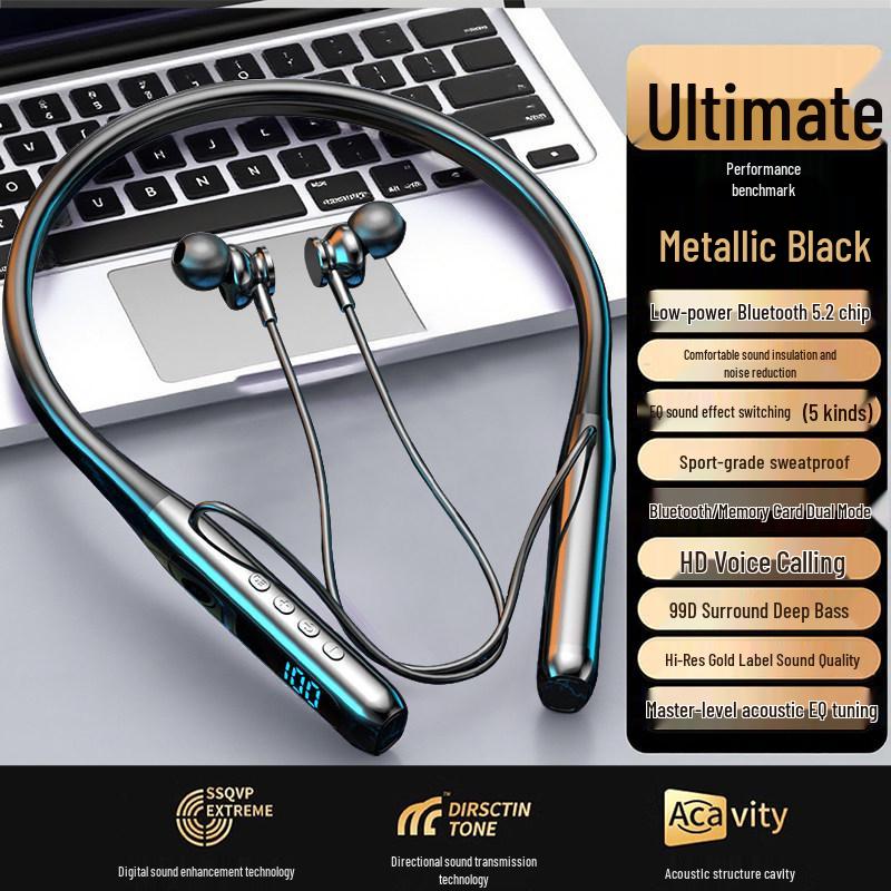 Neckband Bluetooth Headphones 2025: Ultra-Long Battery, Large Capacity, Comfortable Fit, Noise Reduction, High Quality, Card Slot.