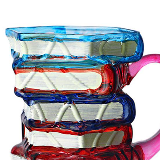 Picture Book Coffee Cup 3D Book Stacking Novel Inspired Mug 420ml Hand-Drawn Artistic Literary Mug for Book Lovers Teachers Librarians