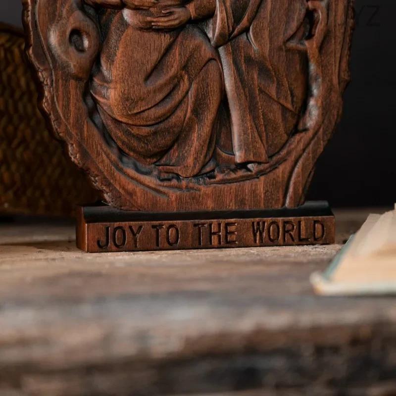 

Church Nativity Natural Wooden Desktop Ornaments, Baby Jesus Holy Family Statue Home Decor 25cm