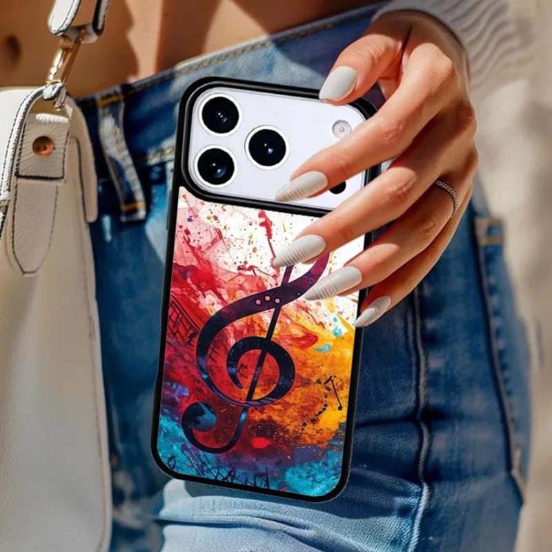 Music Note Musical Treble Clef Soft Phone Case For iPhone 17 Air 14 15 13 12 Max Cover For Apple 16e 11 Pro Max Plus Coque