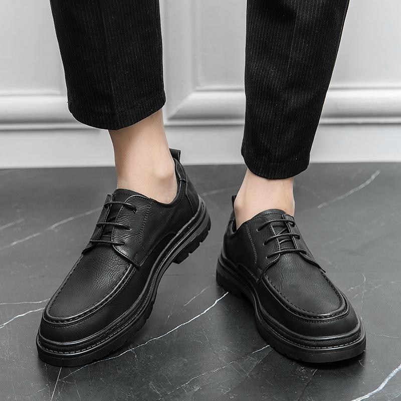 22 autumn and winter casual leather shoes comfortable lace-up British business polish retro