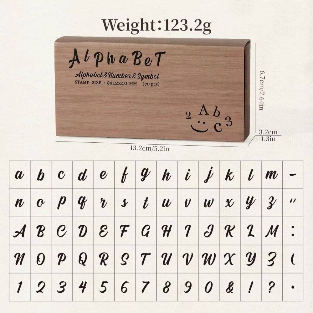 70 Pcs Wooden Handle Wooden Rubber Stamp Set Standard Size Crafting Alphabet Letter Stamp Precise Durable Standard Seal Stamp