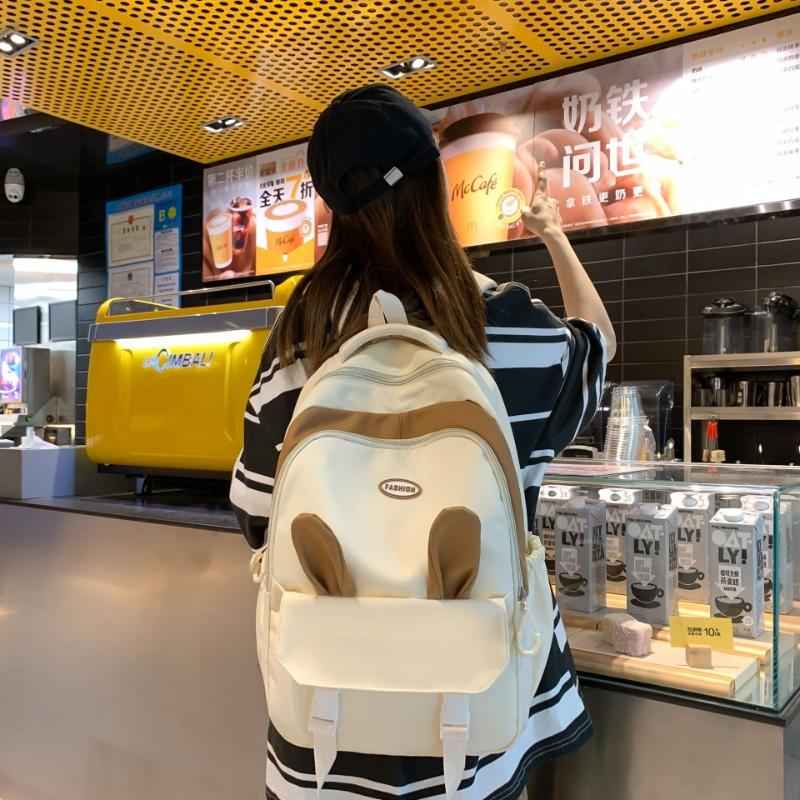 Ridge Protection New Cute Rabbit Ear Casual Schoolbag Large-capacity Backpack, Wind Campus Single-piece Backpack