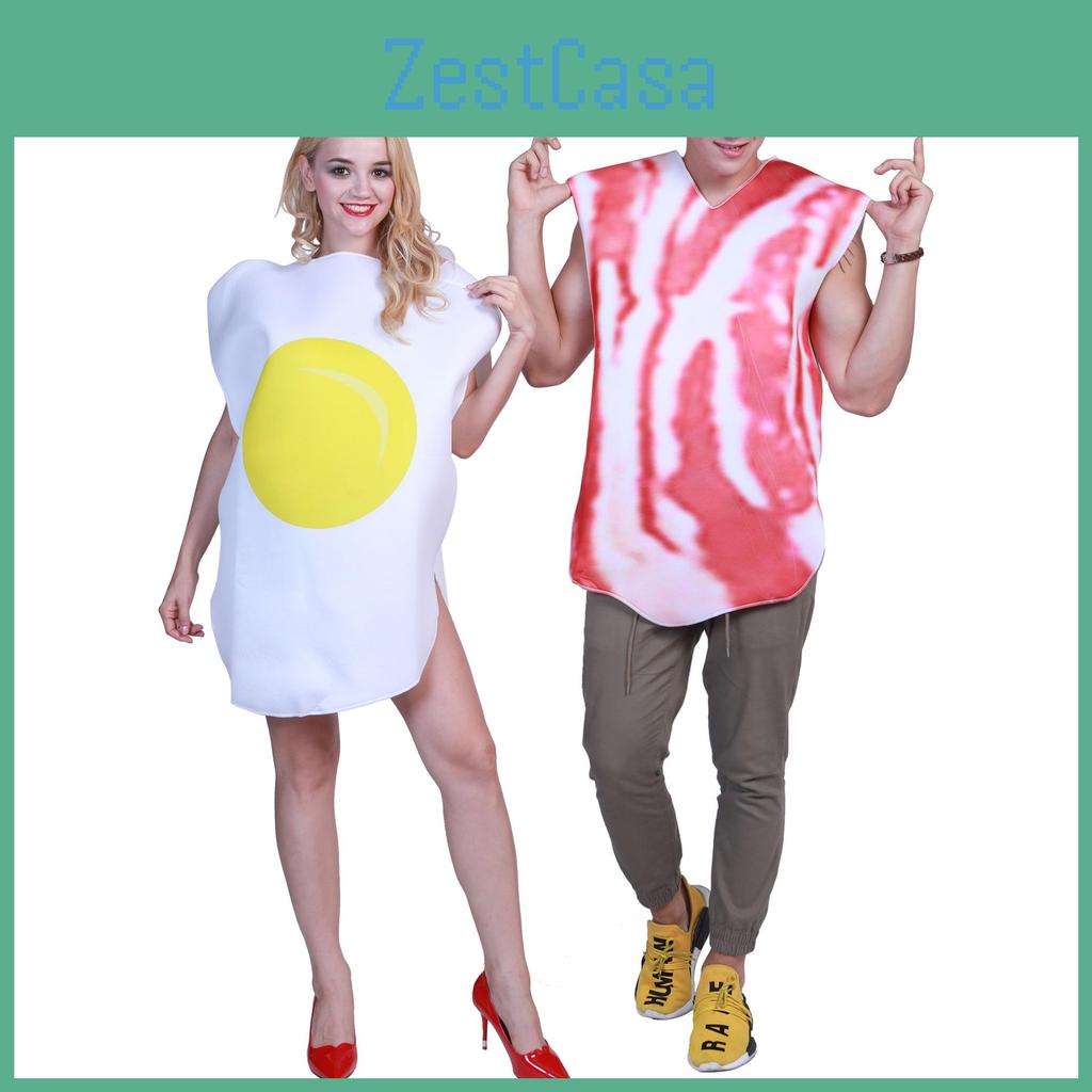 Halloween Eggs Bacon Couple Costume Set With Composite Material For Cosplay And Stage Performance