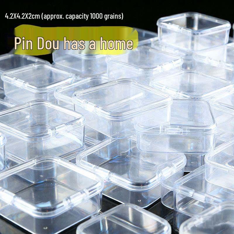 Transparent Polypropylene Small Square Bead & Office Stationery Storage Box
