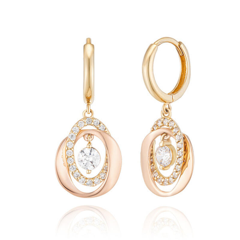 

14K Gold Earrings One-Touch Ring Rich Circle BS01019E Combi