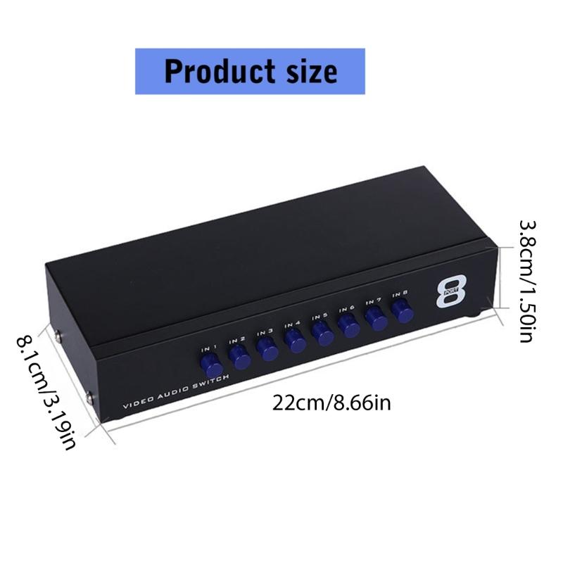 Compactly 8Port  Audios Video Selectors A V Switcher Video Switcher for Home Theater Systems TV Projectors Connection