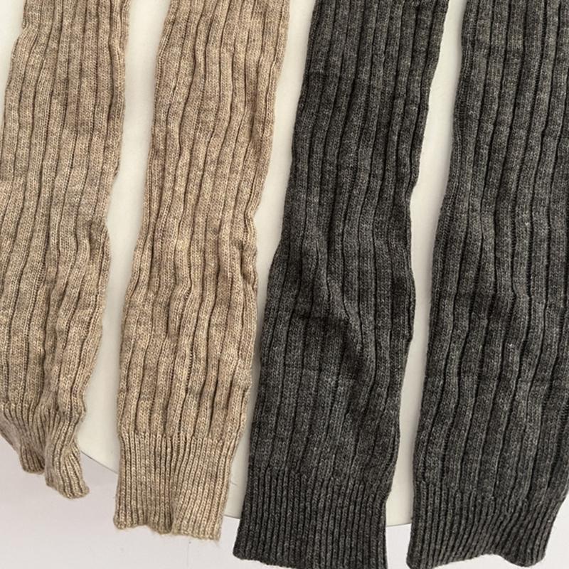 Womens Winter Warm Ribbed Knit Leg Warmers Japanese Style Harajuku Vintage Colorblock Long Boot Socks Thermal Leg Cover