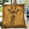 Cozy Brown Giraffe Print Flannel Blanket UltraSoft, Lightweight & Durable, Perfect for Sofa, Bed, Travel & Camping Ideal Gift, Machine Washable, Giraf