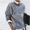 Women's Fashion Casual Spring Autumn Flower Pattern Print Long Sleeve O-Neck Blouses & Shirts
