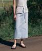 Lamerei H-Line Denim Long Skirt[Lmbesudn5208]-Light Blue