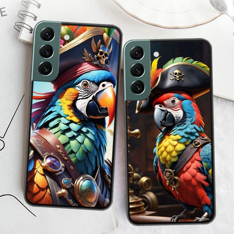 Macaw Pirate Phone Case For Samsung Galaxy S22 S25 Ultra S21 S10 Plus S26 Edge S20 S23 S24 FE Cover Silicone Soft TPU Clear