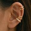 4Pcs/Set Fashion Gold Color Crystal Clip Earrings for Women Minimalist Metal C-shaped Fake Piercing Ear Cuff Ear Jewelry