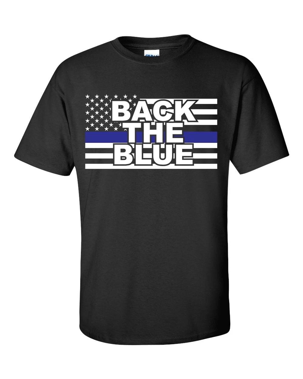 Trenz Shirt Company Back The Blue American Flag Unisex Short Sleeve T-Shirt M
