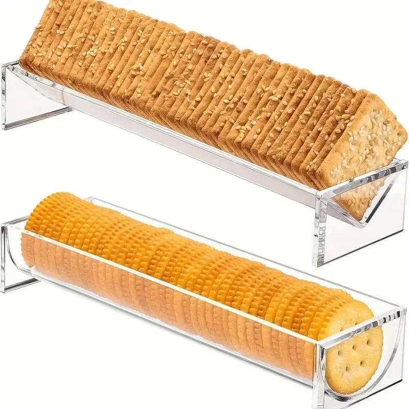 1PC Simple European Acrylic Rectangular Tray Display Rack for Dessert Biscuit Storage Fruit and Food In Restaurants Cake Stand