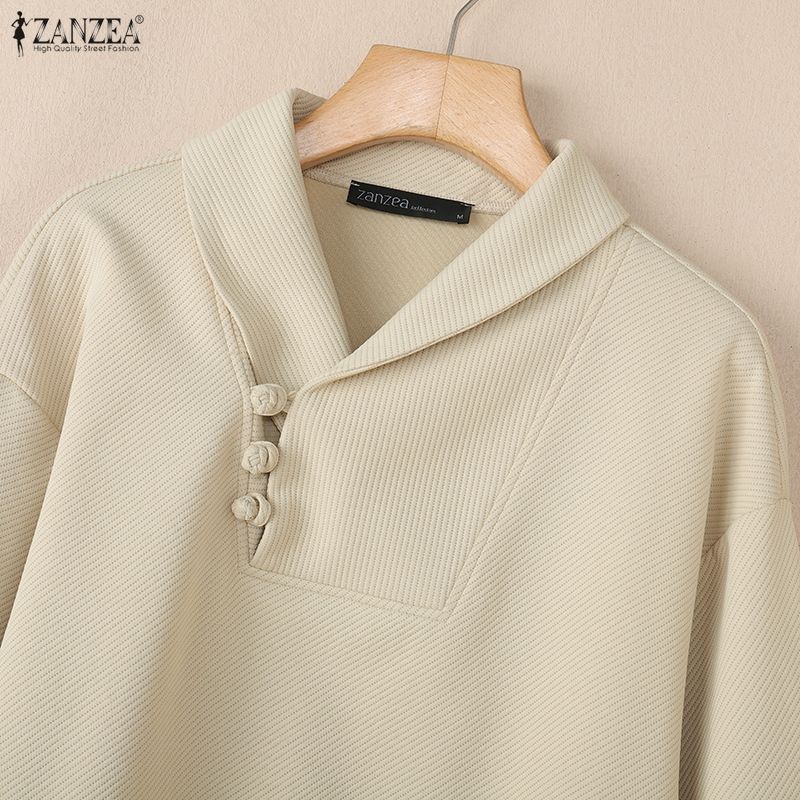 ZANZEA Women Loose Casual Long Sleeve Pullover Sweatshirts