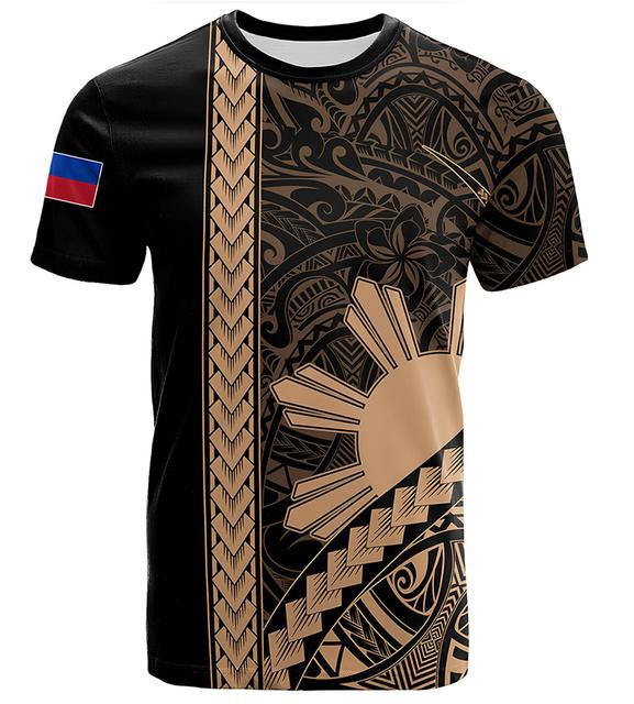 Nové 3D tričko s potiskem vlajky Filipín Erb Filipín Duchovní totem Grafická trička pro muže Vintage top