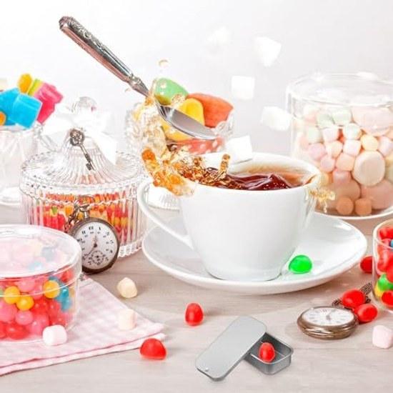 POPETPOP 16-piece Silver Matte Metal Can Push Lid Candy Small Snack Case Portable Multipurpose Storage Box Ideal Balms Daily Medication Tablets.