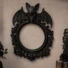 Halloween Bat Design Wall Art Frame In Black Carving Hanging Hollowed Oval Frame For Gothic Styles Interior Decors, Party Ornament