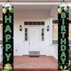 Green Birthday Door Banner Decorations for Women Men, Green Black Gold Happy Birthday Porch Sign Party Supplies, 16th 18th 21st 30th 40th 50th 60th