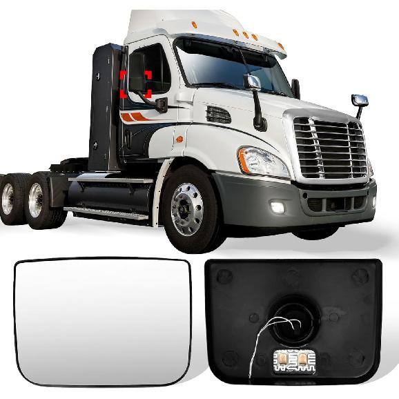 High Soar Lower Mirror Glass for Freightliner Cascadia 2007-2018,Small Convex Wide Angle Door Mirror with Defrost Heated for Freightliner Cascadia Lower Mirror（Heated）