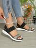 Women's New Casual Sports Style Sandals with Thick Sole and Flat Heel, Color Blocked Fly Woven Fish Mouth Sandals