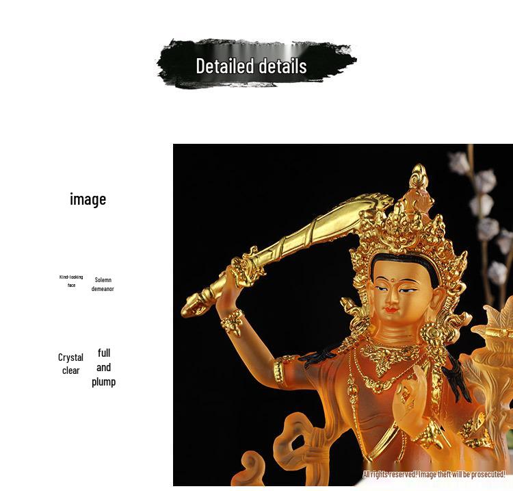 Manjushri Bodhisattva Water Glaze Resin Statue for Home Altar or Living Room Décor