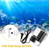 USB Powered Suspended Aquarium Filter Mini Hanging 2.5W 250L/H Flow for Small Fish Tanks Below 30cm Freshwater Pond Water Pump