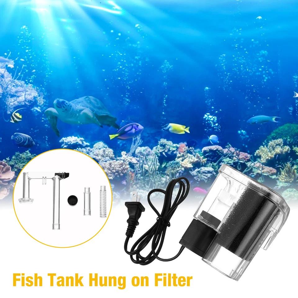 USB Powered Suspended Aquarium Filter Mini Hanging 2.5W 250L/H Flow for Small Fish Tanks Below 30cm Freshwater Pond Water Pump