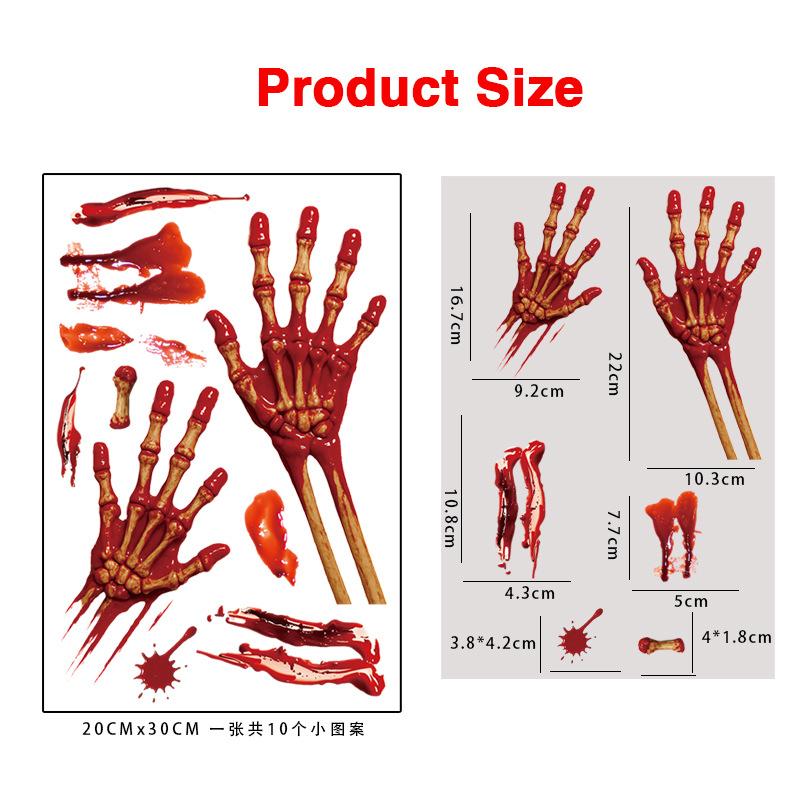 Halloween Decorations Handprint Footprint Stickers Clings Decals Window Bathroom Floor Restroom Zombie Decorations Halloween Party Decor,10Sheets