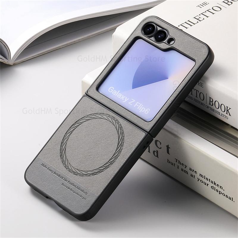 

Магнитный кожаный чехол для телефона для Magsafe для Samsung Galaxy Z Flip7 5G Беспроводная зарядка Magsafing Защитная крышка для Samsung Z Flip 7 6 5 4 Fundas For Samsung Z Flip 7 серый