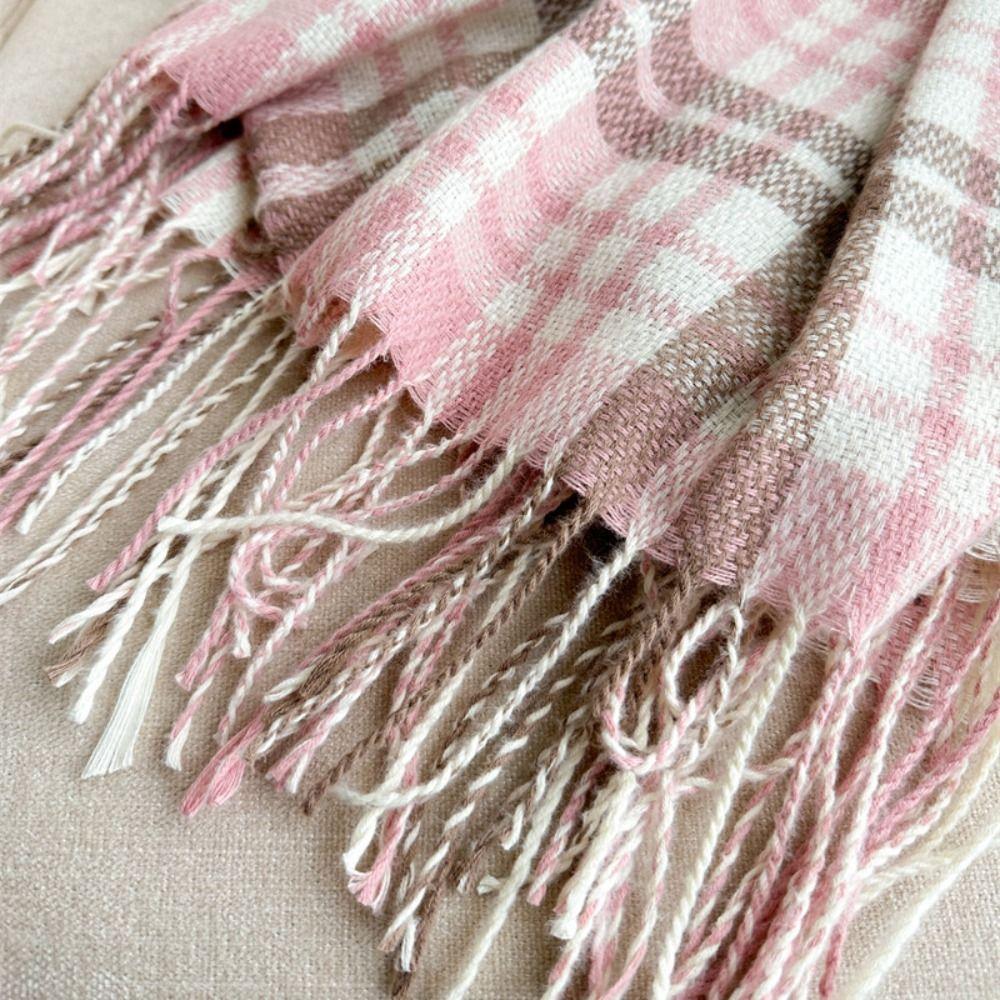 Windproof Winter Plaid Scarf Thick Warm Women Wrap Shawls Casual Long Tassel Scarves
