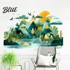 Waterproof Window Clings 2Pcs Watercolor Mountain Wall Sticker Peel And Stick Landscape Decal PVC Scenery Boho Stickers Mural Removable Art