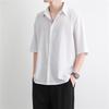 Mianzhi Men's Shirt, Summer Ice Silk Cool Feeling Versatile Top, Loose Casual Solid Color Short Sleeve Shirt for Men, White, L