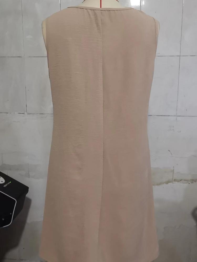 Women's Summer Casual Dress Fashionable Pleated Dress Elegant U-neck Beach Dress