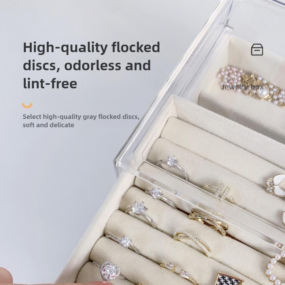 Dreischichtige Schmuckaufbewahrungsbox, Schubladentyp, großes Fassungsvermögen, Anlaufschutz für Ohrringe, Ringe, Halsketten, Armbänder, Schmuckkästchen.