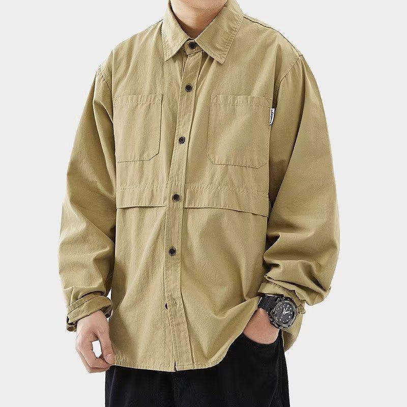 Men's Spring and Autumn Workwear Casual Shirt Large Size Long Sleeve Shirt