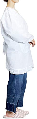 KYOETSU Women's White Apron with Sleeves for Western-Style Cooking (Size M)