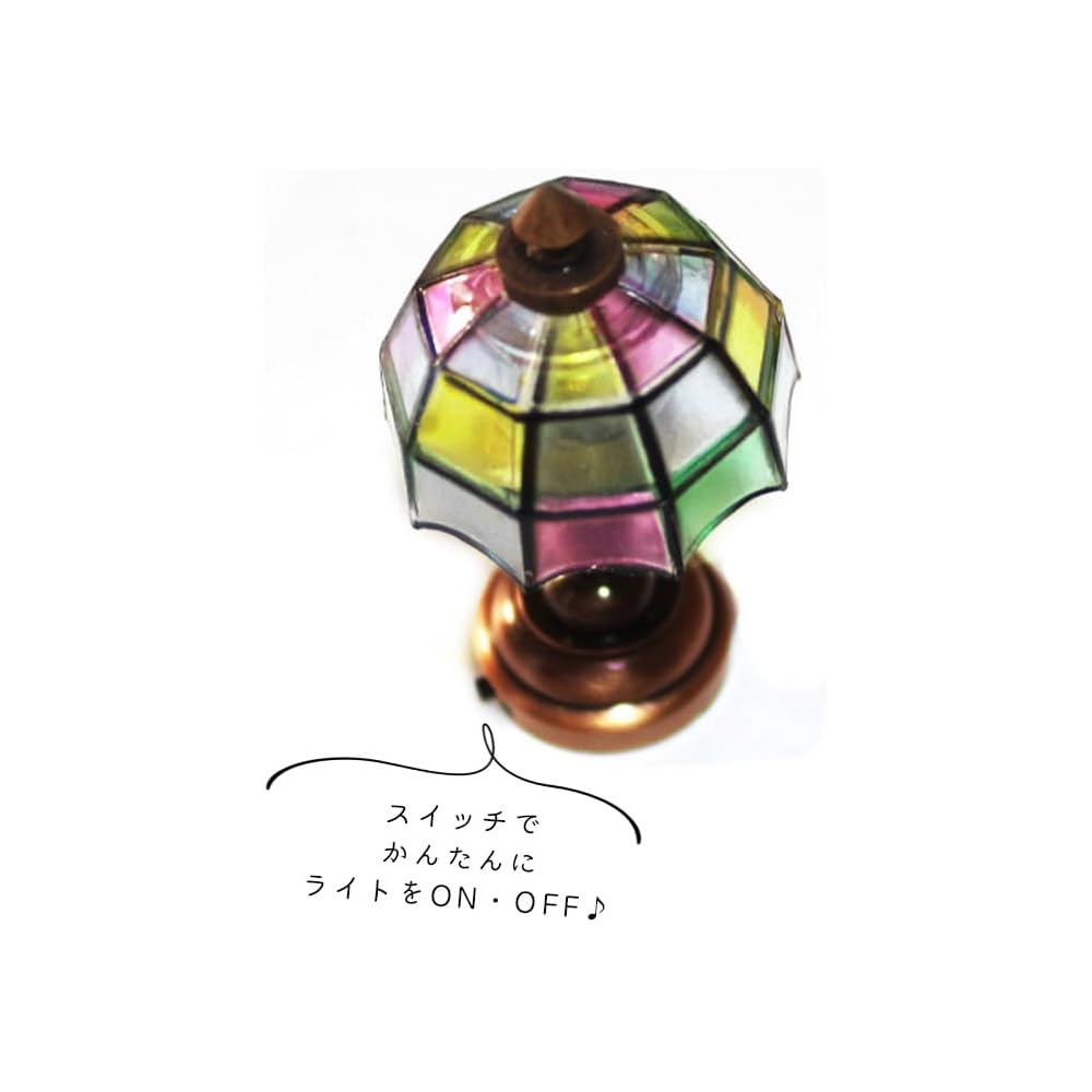 Moin Moin Miniature 1/6 Scale Wireless Stand Lamp with Stained Glass Design for Dolls Bedside Night Light