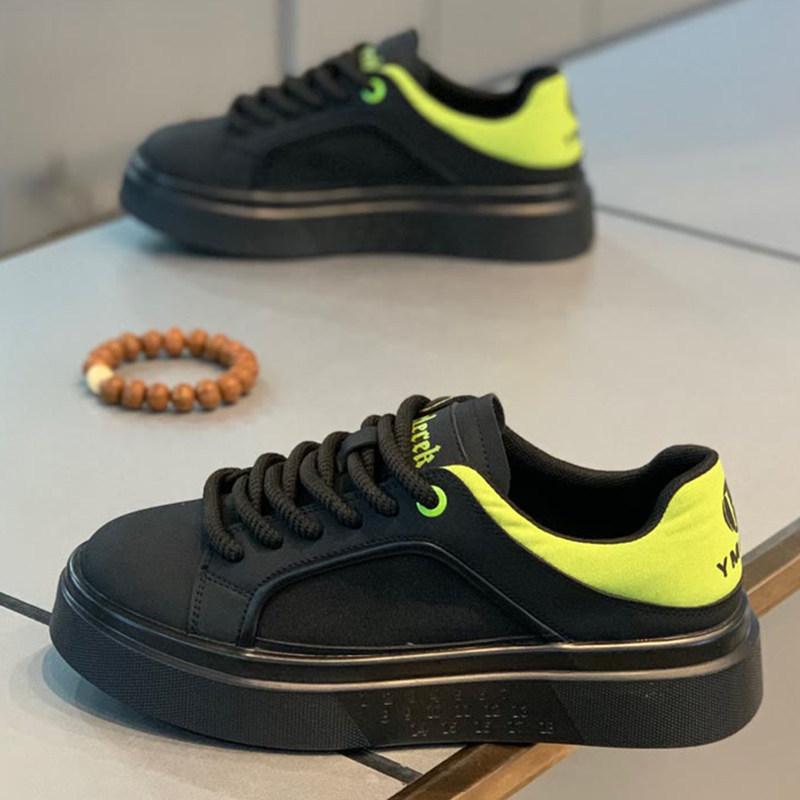 

Men s shoes, autumn new low-top platform white shoes round head versatile board shoes breathable casual shoes ok 43 чорний